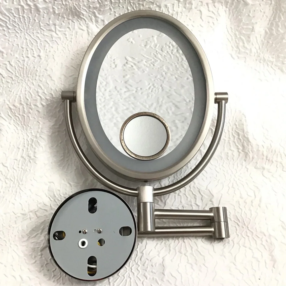 JERDON LED Lighted Wall Mounted Makeup Mirror 10X - 1X Magnifying Mirror